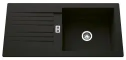 Évier à encastrer 1 bacs avec égouttoir, résine, solo noir