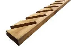 Lot de 2 poteaux bois rainuré, marron, l.4.5 x p.9 x h.195 cm