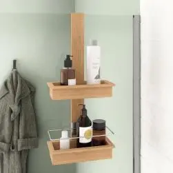 Étagère de bain et douche double bambou