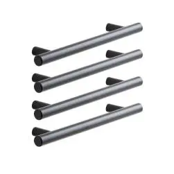 Lot de 4 poignées de meuble sara inox noir, 128 mm