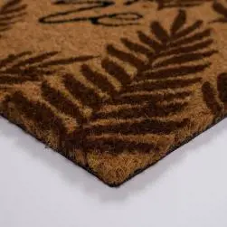 Paillasson coco naturel rectangulaire, décor teinté
