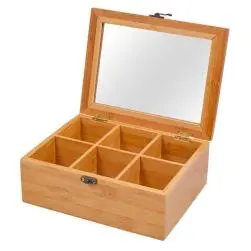 Boîte à thé en bambou avec vitre