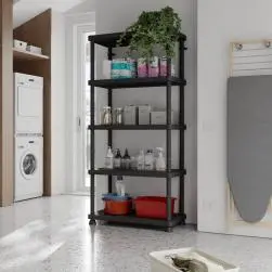 Étagère plastique noir mat 5 tablettes spaceo