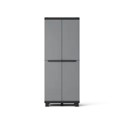 Armoire haute résine 3 étagères gris/noir spaceo